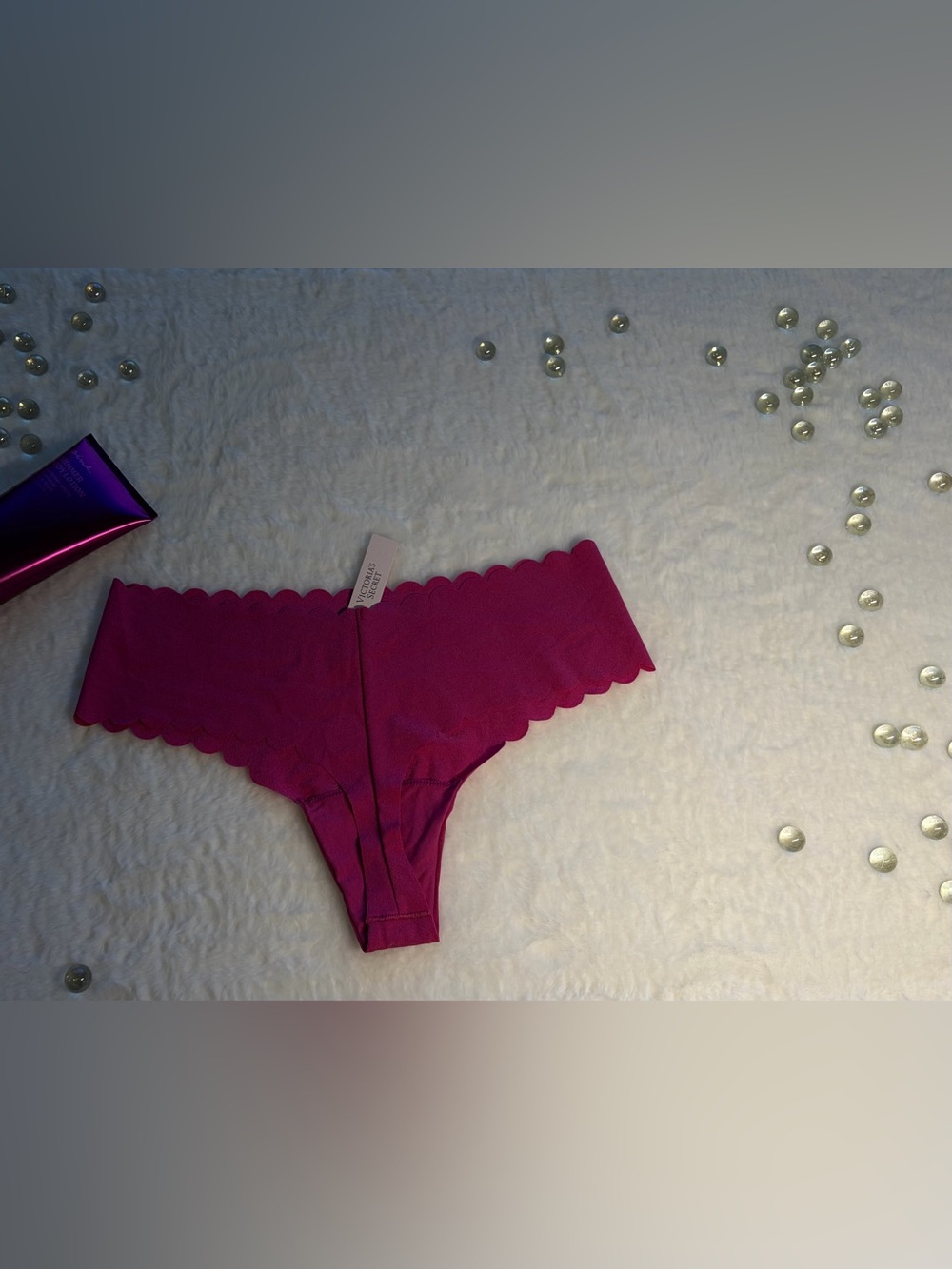 Victoria's Secret Fuchsia Seamless Scalloped Thong
